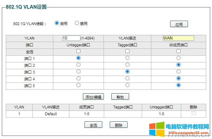 2���O(sh��)����W(w��ng)WAN,VLAN̖��10��VLAN������WAN,Untagged�˿ڞ�1��Tagged�˿ڞ�3���c�������&ldquo;����/��݋&rdquo;��