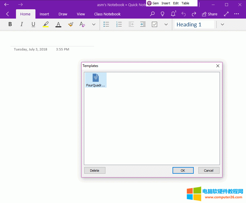 ���xģ��������ģ�嵽 OneNote UWP