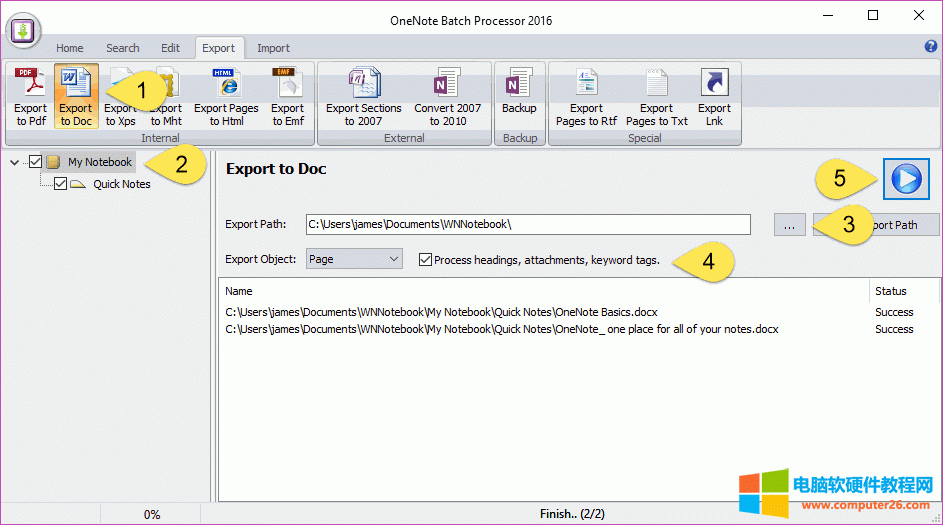 �� OneNote Batch �(d��o)�����йPӛ�������� DOCX �ļ� 