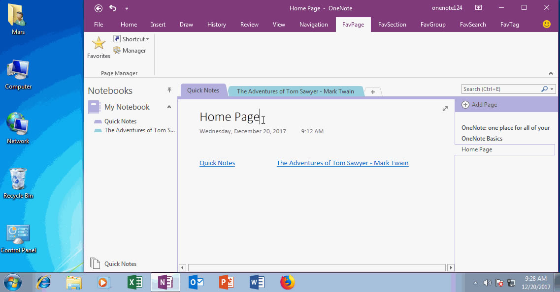 �����Լ��� OneNote ��� Home Page