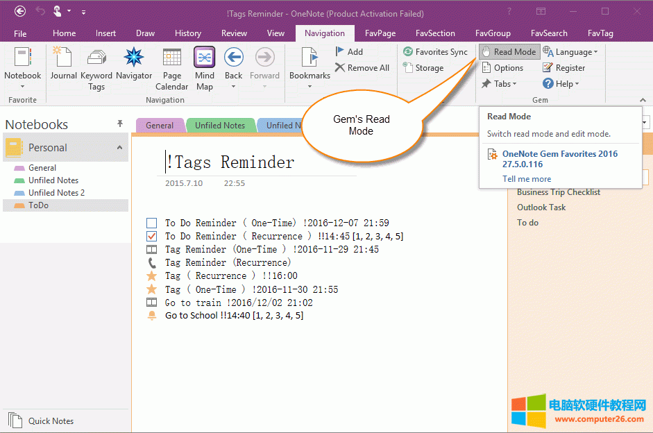 OneNote Gem &ndash; Favorites �ṩ����xģʽ�����Խ�ֹʹ���I�Pݔ�롣