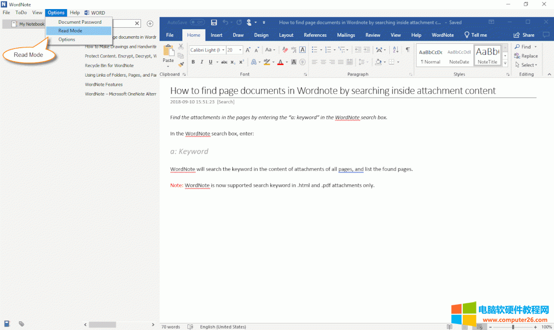 WordNote �M(j��n)����xģʽ 