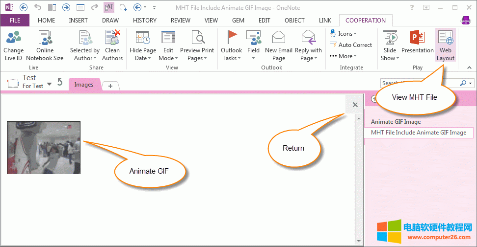 �� OneNote �в��� GIF �Ӯ�