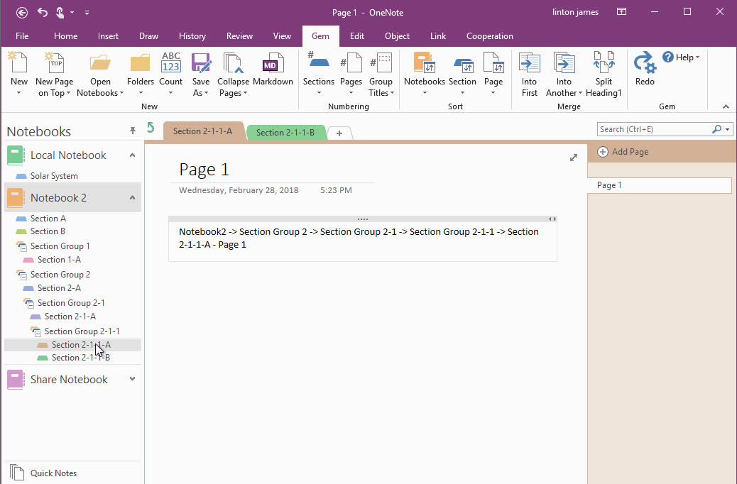 ��κϲ� OneNote ��� 2 ���Pӛ����