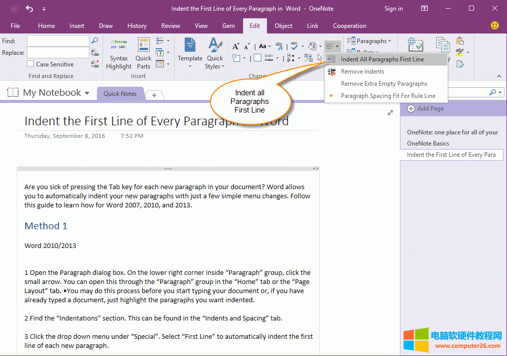 һ�I�s�M OneNote �����ж��������