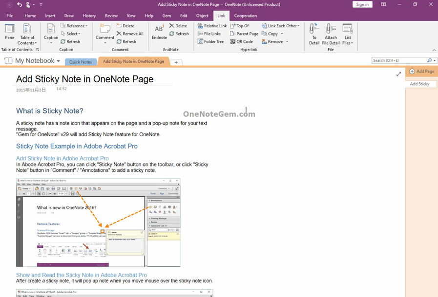 ͨ�^���ֹPӛ�䌚 Gem for OneNote �턓�����ۯB�Ĵ�VĿ䛡�