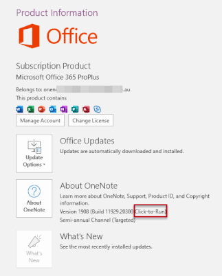 Click-to-Run ��� OneNote 