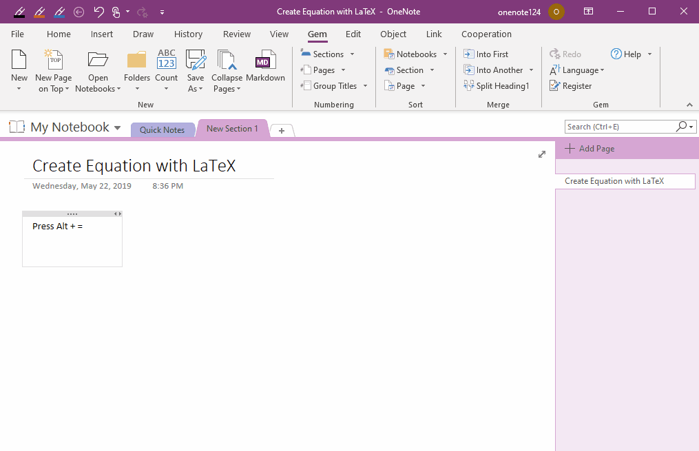 �� LaTeX �턓(chu��ng)�� OneNote ԭ���Ĕ�(sh��)�W(xu��)��ʽ