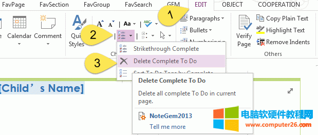 ��΄h��OneNote������ɵĴ��k���