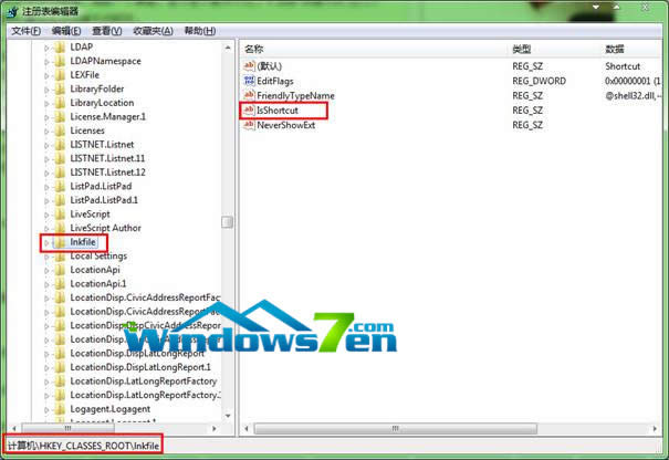 圖3 刪除“IsShortcut”字符串 圖3 刪除“IsShortcut”字符串