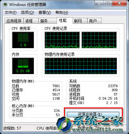 小白查看win7sp1系統硬件資源占用的實用技巧