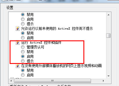 勾選運行Activex控件和插件一欄的啟用