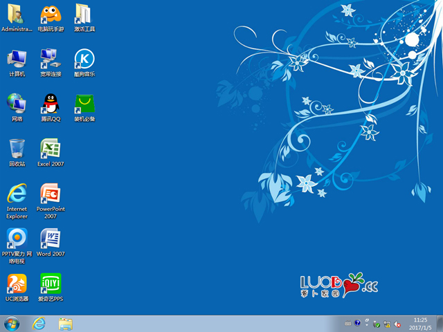 蘿卜家園 GHOST WIN7 SP1 X64 正式優化版 V2017.01(64位)